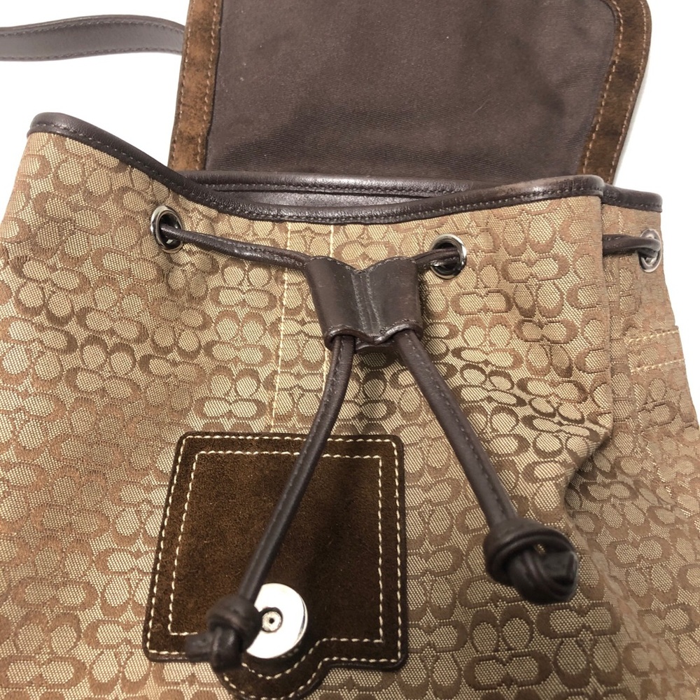 Coach 9764 SMALL Soho Brown Signature C Canvas Backpack w/Suede Trim - Picture 9 of 13